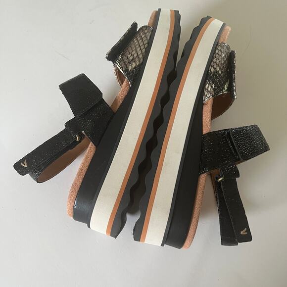 Vionic 'Brielle Ray' SZ 6.5 Snake Embossed Leather Comfort Sandal Black - Picture 6 of 7